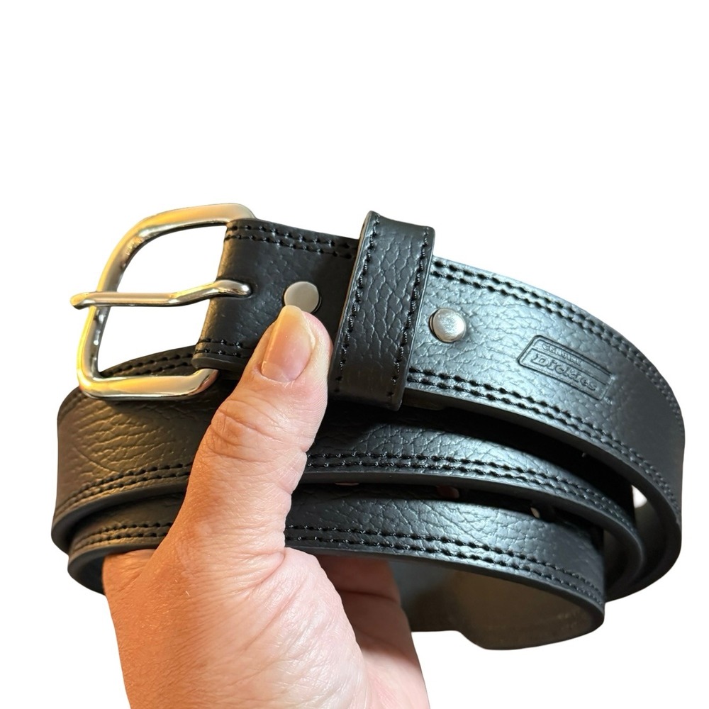 Dickies Mens Black Genuine Leather Work Belt Size 44 Double Stitched 11DI020051